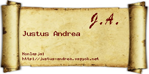 Justus Andrea névjegykártya